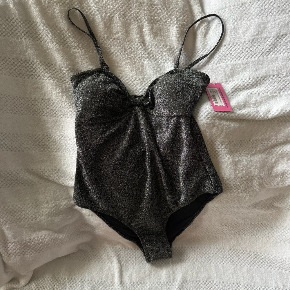 NWT Betsey Johnson front knot one piece bathing suit size Large - Picture 2 of 4